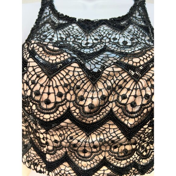 Sequin Hearts Women's Crop Lace Tank Top Summer Size 1 Black Back Zip Sleeveless - Picture 3 of 8